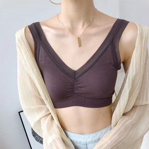 春夏新款法式薄纱美背抹胸大u背吊带文胸莫代尔背心式内衣女裹胸