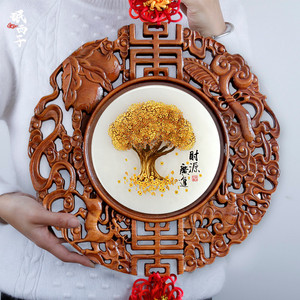 客厅挂画摆件新中式玉石平安扣背景墙装饰玄关办公室乔迁新居礼品