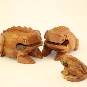 爆款工艺品招财蛙蟾蜍木质玩具木鱼木青蛙泰国柚木