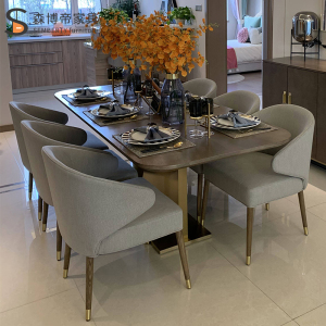 现代极简小户型家用饭桌别墅会所样板房招待餐厅餐桌椅组合家具