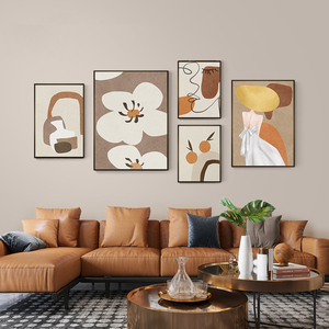 现代简约沙发背景墙装饰画客厅组合挂画文艺小众室内壁画清新墙画