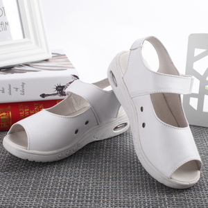 台湾NYI专业气垫护士鞋孕妇妈妈鞋夏季透气凉鞋白色真皮女鞋2631