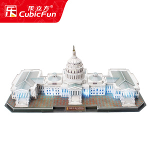 乐立方3D立体纸模手工带灯饰拼装玩具模型 美国国会大厦LED版包邮