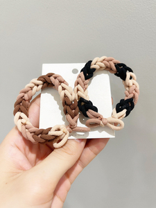 韩国新奶茶色编头绳手链两用情侣发圈高弹力粗皮筋扎头粗发绳马尾