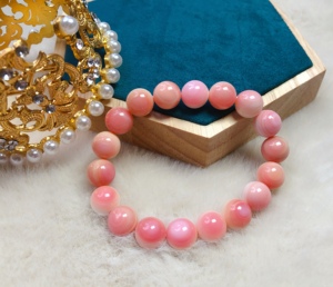 天然女王贝粉贝手链皇后胭脂螺单圈手串【无染色无粉压】