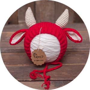 妮妮家 牛年新款 宝宝婴儿毛线帽子 纯 手工编织单层毛线帽