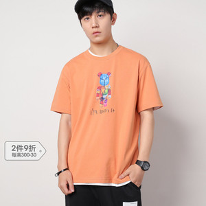 布衣传说积木熊印花短袖t恤男士潮ins宽松百搭半袖衣服体恤打底衫