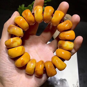 保真天然波罗的海琥珀蜜蜡老蜜蜡手串老蜡饼子带皮车轮饼圆珠随型