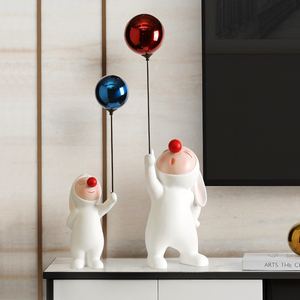 创意气球兔子电视柜旁两边摆件客厅玄关家居装饰品家里摆设高级感