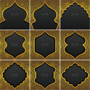 东南亚典雅葫芦门装饰图案仿古风格楼阁拱门屏风花纹ai格式源文件