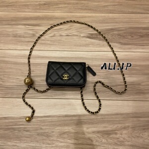 【al日本代购】chanel 黑色 金珠mini挎包 金球小卡包 香奈儿