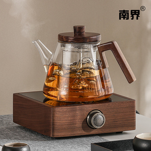 胡桃木电陶炉煮茶器围炉煮茶壶玻璃烧水壶家用电热茶炉茶具电磁炉