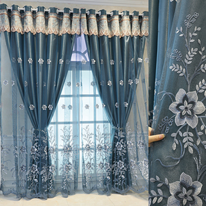 新款植物花卉遮光窗帘布北欧简约卧室客厅阳台大气双层纱一体成品