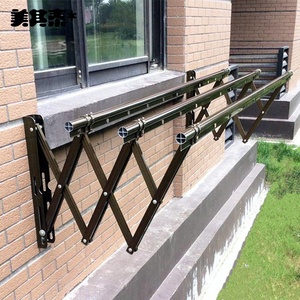 十字阳台外伸缩晾衣架户外推拉晾衣架室外晾衣杆窗外折叠晒被架