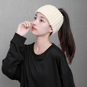 帽子女毛线帽粗针织帽发箍宽发带显脸小百搭韩版ins潮秋冬季保暖