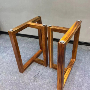 实木支架胡桃木茶桌茶几桌子脚大板茶台桌脚奥坎原木三角架餐桌腿