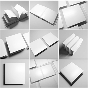 正方形硬皮精装画册书籍杂志展示效果图vi智能图层ps样机素材