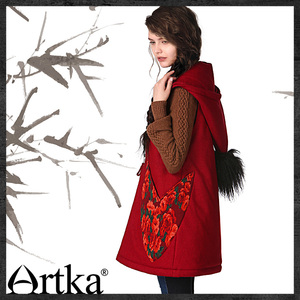 Artka阿卡正品狂生记原创设计无袖连帽羊毛呢外套马夹MA10049Q