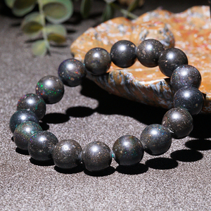 黑欧泊手链女天然水晶礼物饰品七彩男单圈手串opa宝石送情侣闺蜜