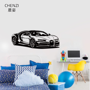 布加迪威龙汽车贴纸跑车越野车男生卧室俱乐部装饰画墙贴镂空贴画