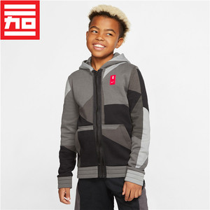 nike耐克kyrie大童男孩抓绒秋冬款休闲百家衣外套 cj8061-657-010
