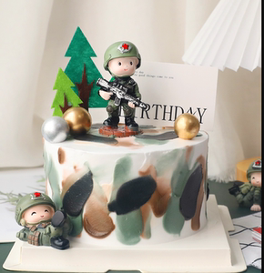 上海冰淇淋小军事迷彩服兵哥哥飞机坦克奶油水果生日蛋糕同城热卖