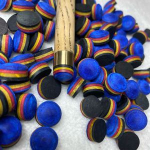 拍一发二 零度彩虹台球杆皮头 蓝孔雀11mm多层杆头中式黑八桌球杆