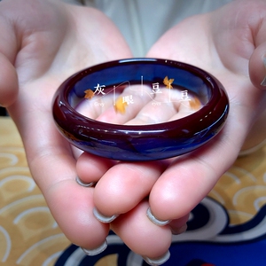 中东蜜蜡琥珀蓝精灵手镯双转色宽窄版平安女玉温性宝石复古伊朗紫