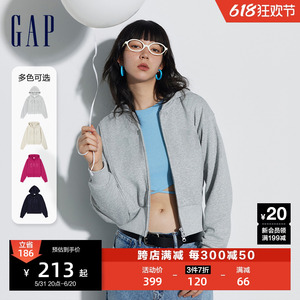 Gap女装2024春季新款法式圈织软渐变刺绣logo连帽卫衣外套873736