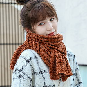 韩版女士纯色针织毛线围巾长款-淘宝拼多多热销韩版女士纯色针织毛线