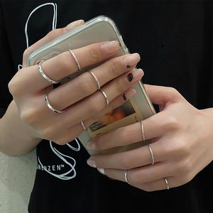 韩国极简风组合戒指女夏ins小众设计感指环素圈个性气质尾戒套装