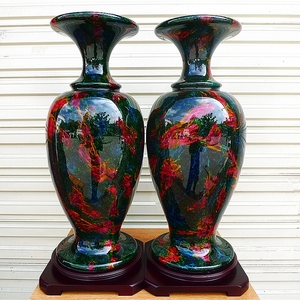 台湾七彩玉花瓶摆件聚宝盆葫芦七彩玉石花瓶商务送礼客厅居家摆设