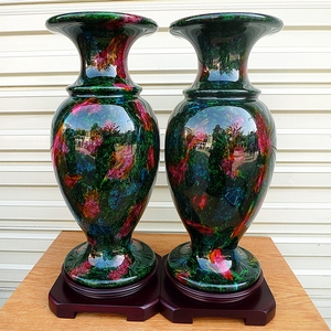 台湾天然七彩石花瓶