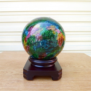 巴西水晶洞淘宝台湾七彩玉球摆件花莲七彩玉花瓶葫芦聚宝盆高端客厅