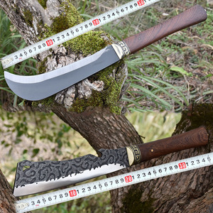 龙泉手工锻打砍柴刀锰钢柴刀配皮套砍树伐木刀开路刀野外弯刀家用