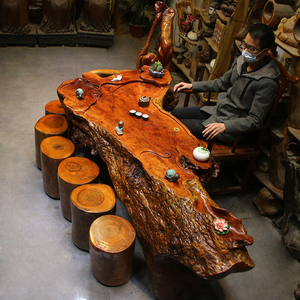 荔枝木树根根雕茶台家具整体根雕茶几实木功夫原木茶桌ha5572