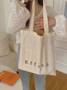 CHOWCHING 韩国chic字母Efface印花单肩环保帆布包ins韩风布袋