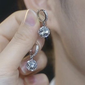 韩版超闪锆石钻球耳环女小众设计感满钻耳扣精致气质百搭耳坠耳饰