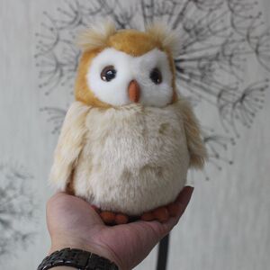 可爱猫头鹰公仔玩偶 仿真眼睛鸮毛绒玩具超萌角鸮布娃娃 儿童礼物