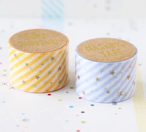 【分装68元包邮】日本world craft 斜纹星星 黄蓝 和纸胶带 打底