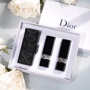 dior/迪奥 烈焰蓝金999 080 皮革口红盒三件套礼盒套盒情人节送礼