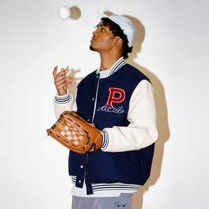 phew毛巾绣毛呢棒球服夹克冬季棉服男新款情侣棉衣冬装美式外套潮