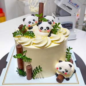 熊猫蛋糕装饰摆件手指饼干棒围边巧克力棒儿童生日甜品插件网红