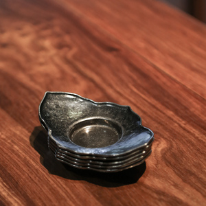 日式金属茶碟隔热杯托功夫茶托杯垫杯托茶杯底座茶道零配茶具配件