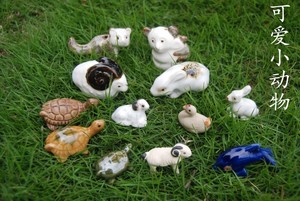 可爱小动物世界陶瓷树熊羊仔松鼠蓝鲸白兔小龟假山盆景石湾摆件