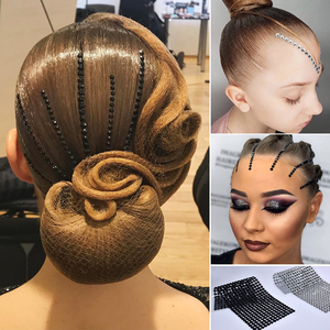 拉丁舞头饰钻国标舞比赛钻条树脂专业新娘盘发亮钻自粘摩登舞发饰