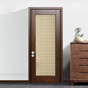 藤编实木门新中式烤漆卧室房间门复古田园风茶楼餐厅酒店木门定制