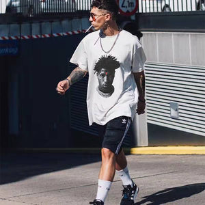 黑人头像大v潮牌高街潮流宽松男女情侣同款短袖t恤