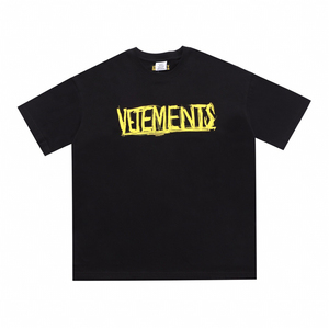 vetements vtm 21ss 黄色字母弹幕涂鸦 男女款维特萌短袖圆领t恤