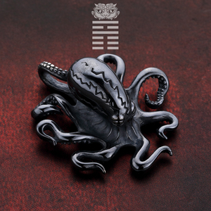 北海巨妖克拉肯纯银吊坠男个性潮流北欧神话海怪章鱼银项链毛衣链